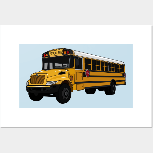 School bus cartoon illustration Wall Art by Miss Cartoon